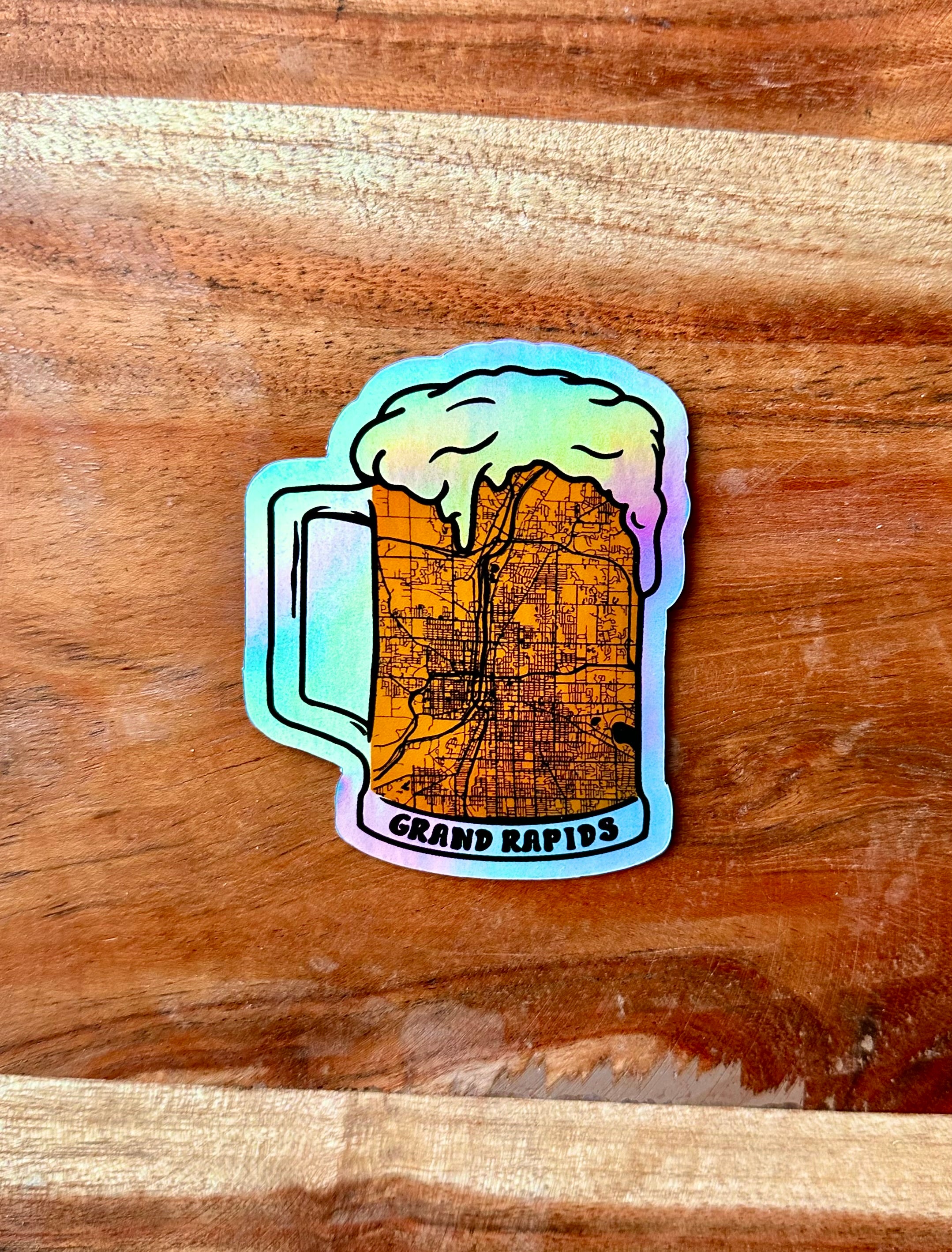 Waterproof Holographic Grand Rapids Beer Sticker