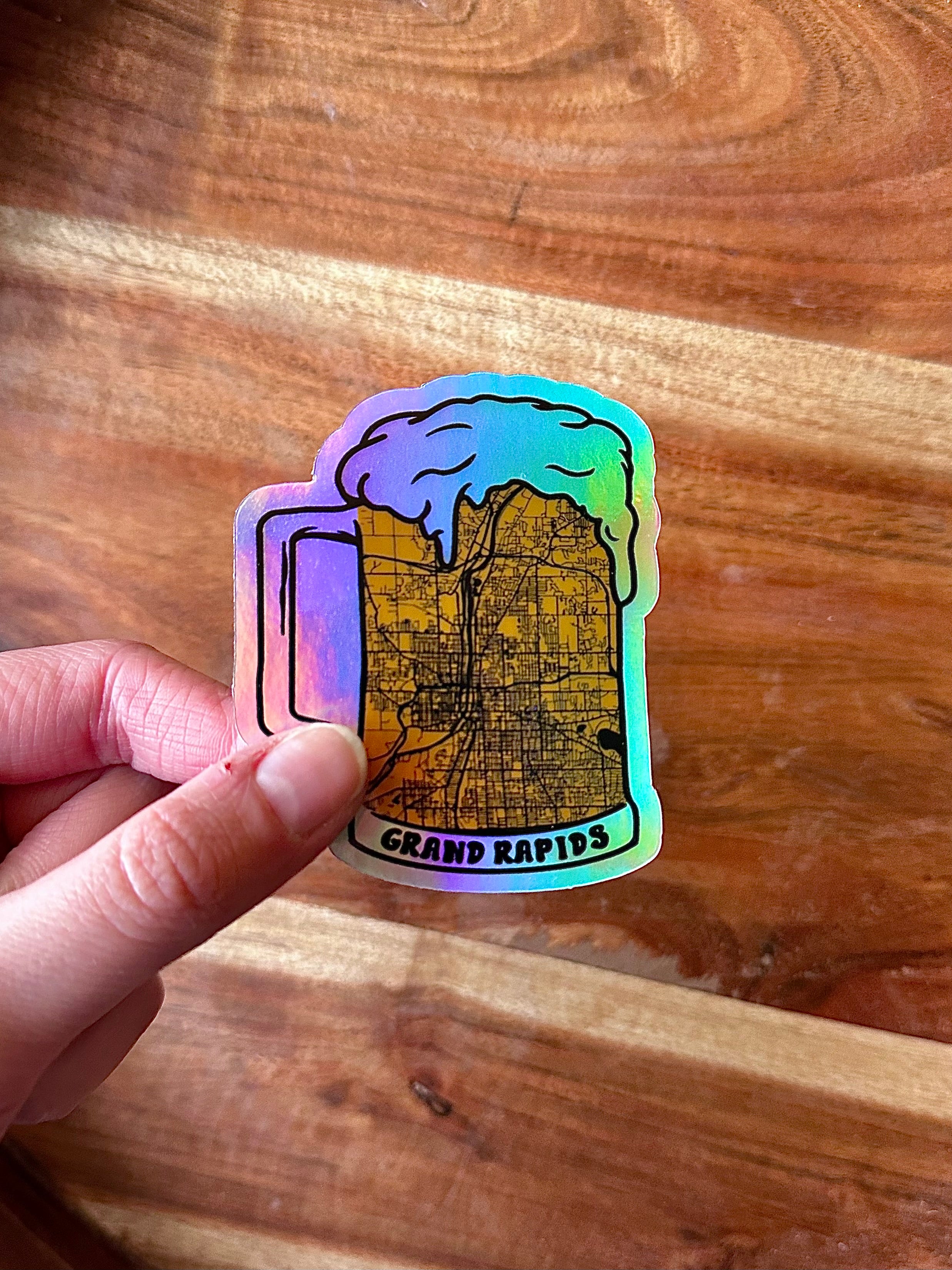 Waterproof Holographic Grand Rapids Beer Sticker